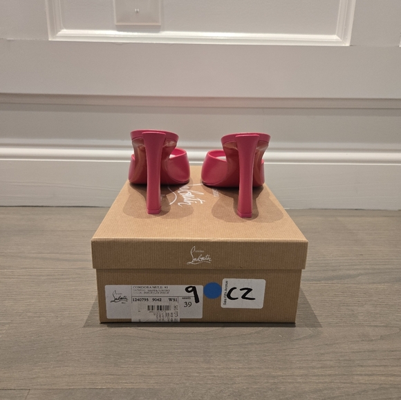 $895 Christian Louboutin Condora 85mm Leather Mule Sandal Pink EU 39 US 9 BNIB - Picture 9 of 12